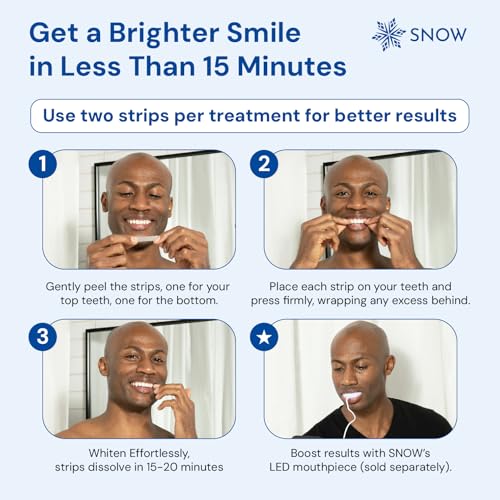SNOW Diamond Dissolving Teeth Whitening Strips - Gentle & Enamel Safe White Strips for Teeth Whitening, at-Home Dental Hygiene & Tooth Care with Hydroxyapatite - 42 Ct