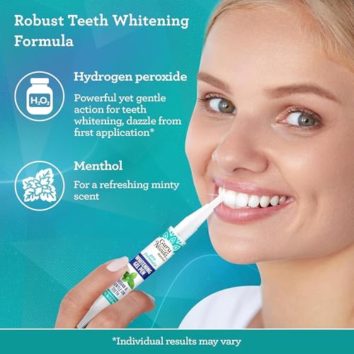 GuruNanda Teeth Whitening Pen,(0.06 fl oz)-20 Uses, Vegan & Gentle on Teeth Pro Formula - Hydrogen Peroxide Whitening Gel Pen, Cruelty-free, Mint Flavor