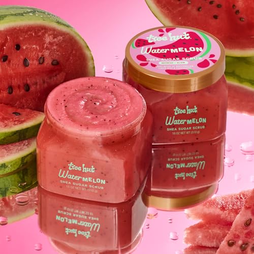 Tree Hut Watermelon Shea Sugar Scrub, Exfoliating, Hydrating & Moisturizing Body Scrub with Shea Butter & Nourishing Essential Oils, Smooth & Soften Skin, 18 oz