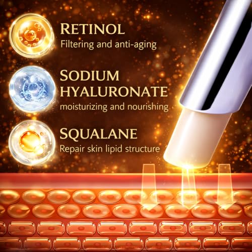 Retinol Eye Stick Balm, Under-Eye Moisturizing Balm with Vitamin A & Hyaluronic Acid, Solid Cream for Smoother-Looking Skin & Dryness, Daily Skincare for Men & Women