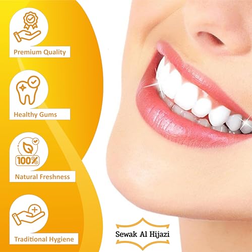 Pack of 12 Miswak Sticks Natural Toothbrush for Teeth Whitening, Oral Health & Fresh Breath, Siwak Stick Organic Wooden Vacuum Sealed Tooth Brush, Miswak Sticks for Teeth مسواك