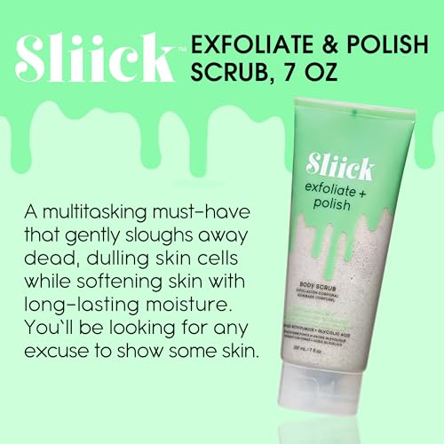 Sliick Exfoliate and Polish Body Scrub, Infused with Pumice and Glycolic Acid, 7 oz