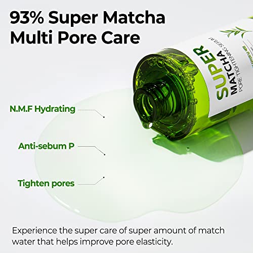 SOME BY MI Super Matcha Pore Tightening Serum - 1.69Oz, 50ml - Made from Match Water for Sensitive Skin - Skin Moisturizing and Purifying Effect - Blackheads, Sebum and Pore Care - Korean Skin Care