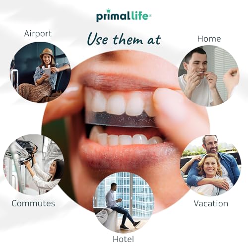 Primal Life Organics Real White Teeth Whitening Strips, All-Natural, Peroxide-Free, 28 Strips, 14 Treatments