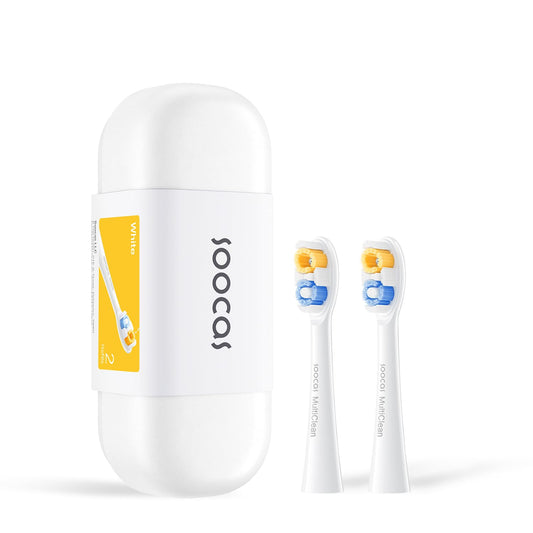 Soocas Multiclean Classic Clean Electric Toothbrush Replacement Heads, Compatible with Both NEOS II and NEOS II Ultra, 2 Brush Heads, Pearl White
