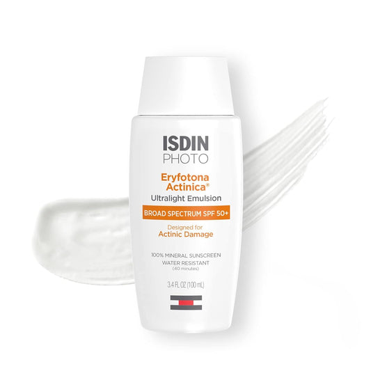 ISDIN Eryfotona Actinica Zinc Oxide and 100% Mineral Sunscreen Broad Spectrum SPF 50+, No White Cast, Suitable for Sensitive Skin