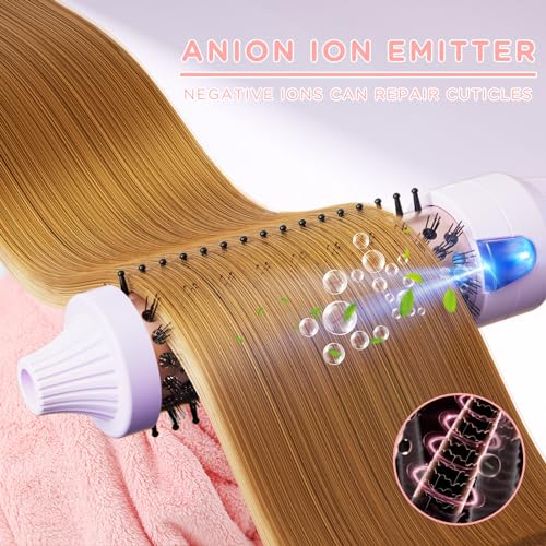 K&K 1.25 Inch Ceramic Tourmaline Ionic Heated Round Brush Curling Brush Creates Blowout Look -Creates Root Volume & Loose Curls Volume Curls Dual Voltage Hair Styling Tool (Purple, 1.25 Inch)