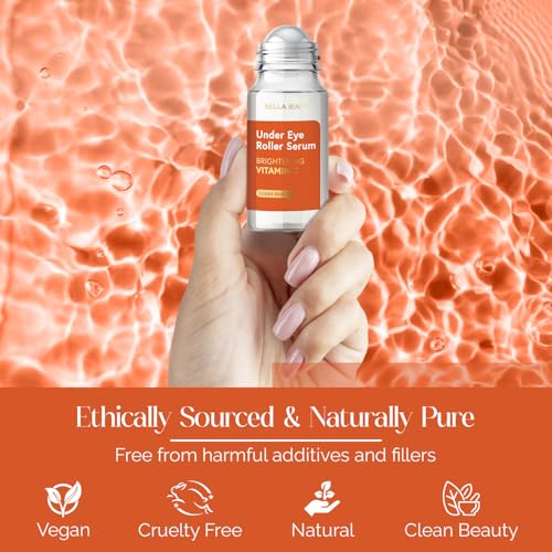 Bella Beauty Vitamin C Under Eye Roller Serum - Dermatologist Tested, Anti Aging, Korean Skin Care - Helps Minimize Dark Circles, Puffiness, Fine Lines - Vegan, Clean Beauty, Cruelty Free - 1.69 Fl Oz