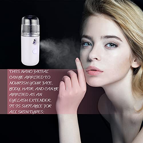 Honoson 2 Nano Facial Mister Sprayer Portable Face Nano Mister for Eyelash Extensions USB Rechargeable 1 oz Handy Skin Care Machine for Face Hydrating, Daily Makeup(White and Blue)