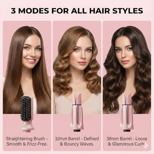 Hair Curler Automatic Rotating with Hair Curler & Straightener -3-In-1Tenazas para Ondas De Cabello -Curling Iron Automatic Hair Curler with Cold Air Styling,3 Temp,Negative Ions, Ceramic Coated