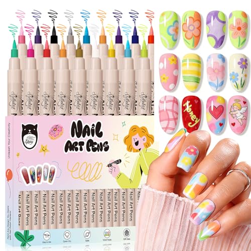 18 Color 3D Nail Art Pens Set, 0.7MM Nail Polish Pens for Nail Art Dotting Pen Drawing Painting Liner Brush for DIY Nail Design, Home & Salon Manicure Tools