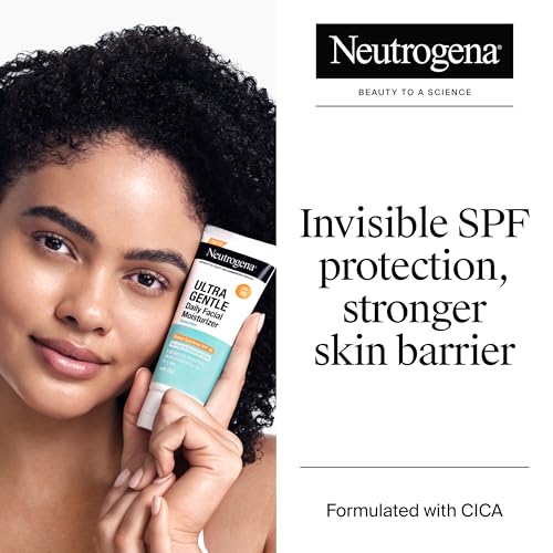 Neutrogena Ultra Gentle Daily Facial Moisturizer with SPF 30 Sunscreen with CICA, Lightweight Face Lotion with Broad Spectrum SPF 30 for Normal to Sensitive Skin, Fragrance-Free, 3.4 fl. oz