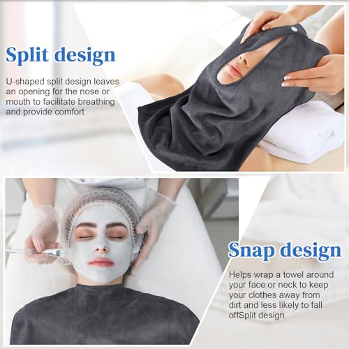 VitalCozy 12 Pieces Facial Towels Split Design Soft Esthetician Towels Removing Spa Microfiber Face Cloth for Home Salon Facial Steam Massage and Cleansing(Dark Gray)