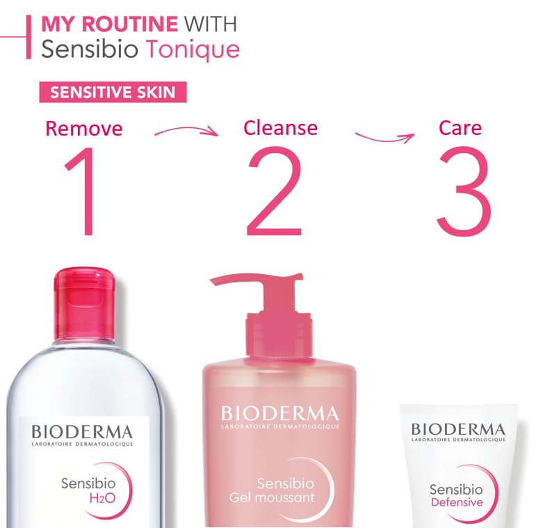 Bioderma Sensibio Foaming Gel Gentle Face Cleanser, Cleansing and Makeup Removing Refreshing Feeling for Sensitive Skin, Unscented, 16.9 Fl Oz