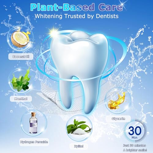 Enamel-Safe Teeth Whitening Strips for Deep Stain Removal, Professional Dentist-Approved with Hydrogen Peroxide, Super Sticky & Non-Slip, Clinically Tested Brightening Kit, 28 Ct (14-Day) | HanrayCare