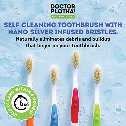 MOUTHWATCHERS Soft Flossing Manual Toothbrush for Adults, 2 Pack, Blue, Ultra Clean, Good for Sensitive Teeth and Gums, by Dr. Plotka's