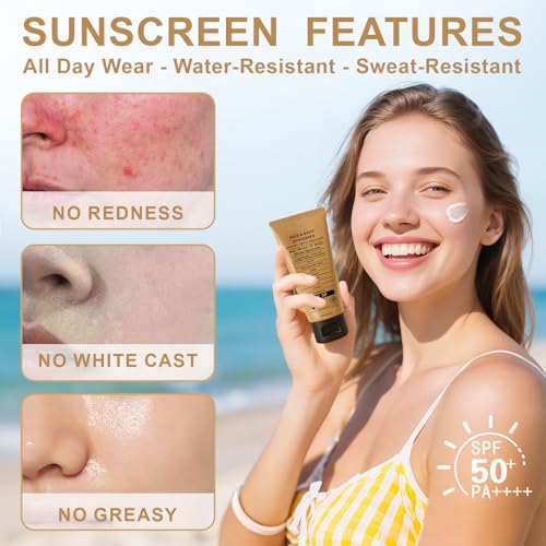 Beef Tallow Sunscreen, Natural Mineral Sunscreen for Face, SPF50 Sunblock Beef Tallow for Skin Non Greasy Clean, Anti White Cast, Moisturizing for Face and Body, Women and Men. - 3 fl.oz