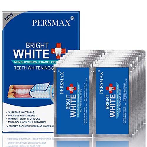 Teeth Whitening Strips – Professional Dentist Approved, Gum-Safe Formula, 28 Non-Slip Strips, 14 Treatment, Pain-Free Express Whitening Kit in 30 Min, Easy to Use for Bright Smile