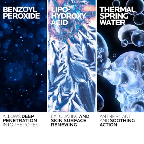 La Roche-Posay Effaclar Dual Acne Face Wash With 4% Benzoyl Peroxide & LHA Exfoliant, Acne Treatment Help Clear & Prevent Blemishes, Paraben Free & Oil Free Wash, 6.76 Fl Oz