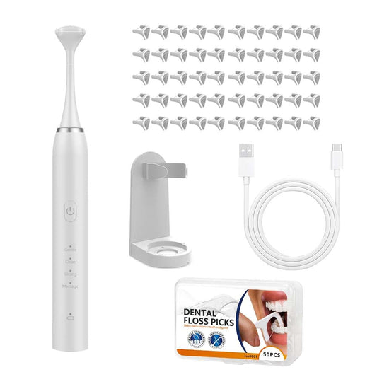 Electric Dental Flosser - 4 Speed Rechargeable Ultrasonic Electric Flossing with 50 Replacement Heads, Portable Teeth Cleaning Tool for Gentle Gum Care & Tongue Cleaning,Fit Men & Women