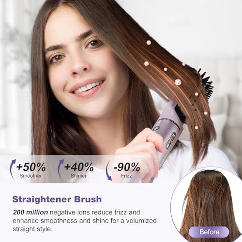 7MAGIC Hot Air Styler Wrap, 7 in 1 Professional Hair Dryer Brush with Auto-Wrap Curlers, Fast Drying Blow Dryer, Volumizing Straightening Styling Multi-Styler No Heat Damage, Travel Case (Purple)