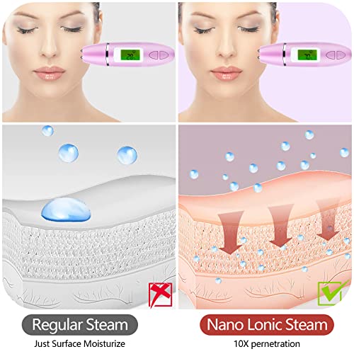 Facial Steamer - Nano Ionic Face Steamer for Deep Cleaning, Hot Mist Face Humidifier Set for Women & Men, Moisturizing Cleansing Pores with Blackhead Remover Kit, Purple