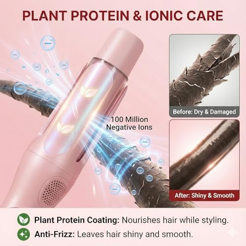 Hair Curler Automatic Rotating with Hair Curler & Straightener -3-In-1Tenazas para Ondas De Cabello -Curling Iron Automatic Hair Curler with Cold Air Styling,3 Temp,Negative Ions, Ceramic Coated