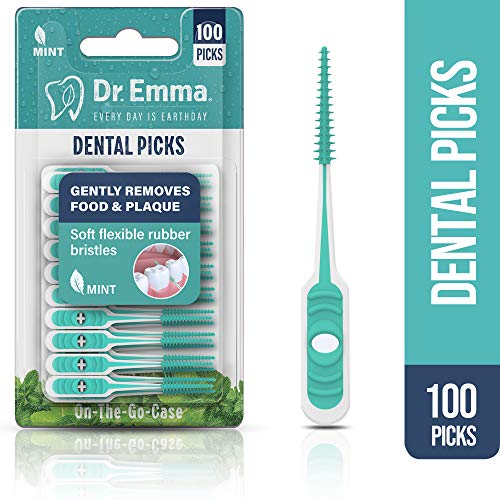 Dr. Emma Dental Picks Mint Brush Picks 100Ct/Pack, 2 Packs (200Ct)