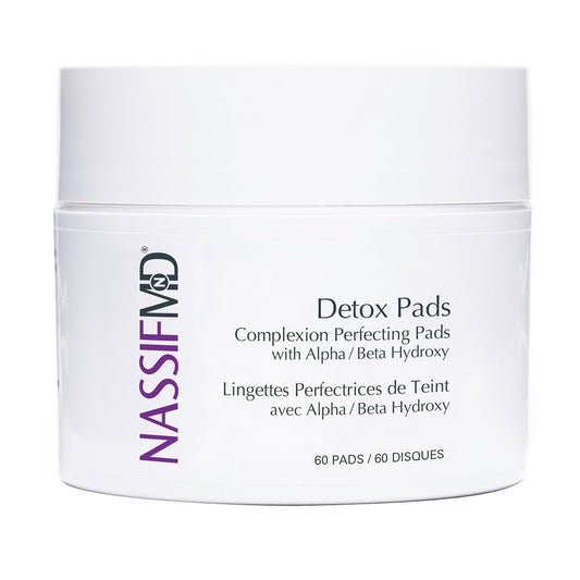 NassifMD Exfoliating Detox Pads | Surgeon-Created AHA/BHA Facial Pads for Deep Cleansing, Smoother Texture & Glowing Skin | Reduces Pores, Firms, Brightens