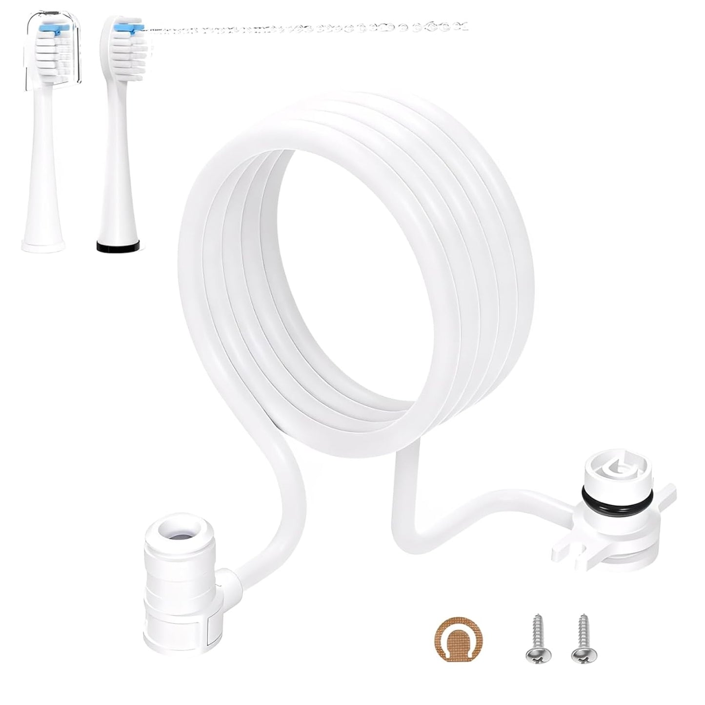 Water Flosser Replacement Hose & 2 Toothbrush Heads for Waterpik Sonic-Fusion SF-01/02/03/04 ， Repair Kit with Tools, Easy Installation