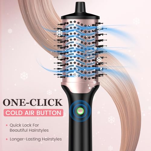 slopehill Blow Dryer Brush - Hot Air Brush with High Speed Motor 100,000RPM, Ionic Hair Dryer and Styler Volumizer with Oval Barrel for Hair, 3 Temps,1400W, Black