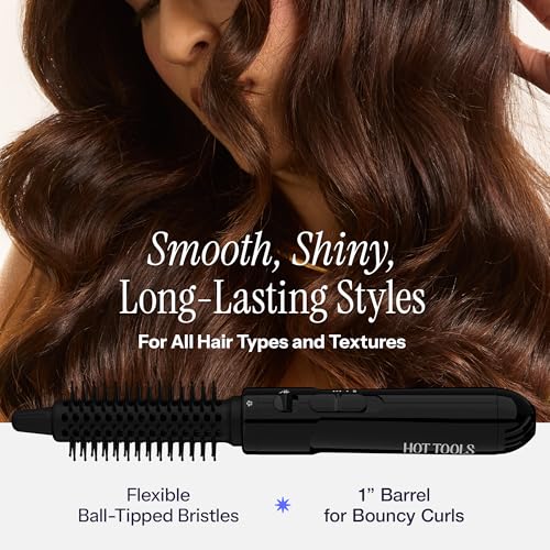 Hot Tools Pro Artist Hot Air Styling Brush | Style, Curl and Touch Ups (1”) Black