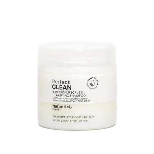 NatureLab.TOKYO Perfect Clean Scalp Scrub & Clarifying Shampoo - Exfoliating Sugar Crystals, Probiotic Sake Water, Hyaluronic Acid - 2-in-1 Deep Scalp Cleanser for Shine & Hydration, 8.1 oz, Original