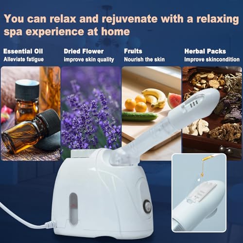 Facial Steamer Nanometer Fine Mist Face Steamer for Facial Deep Cleaning, 360°Can Rotate The Arm，10 Minute Home Facial Spa Mist, Design for Personal Care Use at Home Or Salon Barber