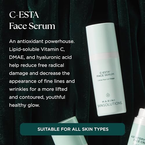 Marini SkinSolutions C-ESTA Face Serum - Lifts, Firms & Protects with Vitamin C, DMAE & Hyaluronic Acid - All Skin Types - Made in the USA - 1 fl oz