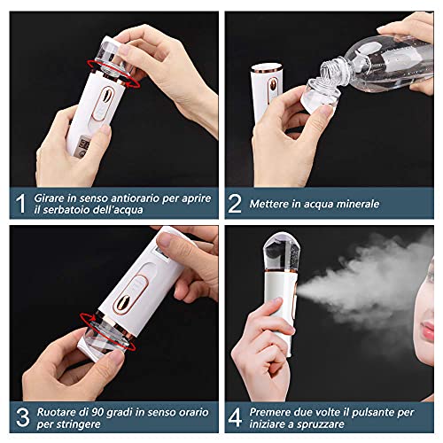 Handy Nano Mist Sprayer with Skin Analyzer Moisture Tester, Portable Facial Atomization Eyelash Extensions Steamer Mister,Mini Cool with Large Capacity,Face Moisturizing,Hydration Refreshing