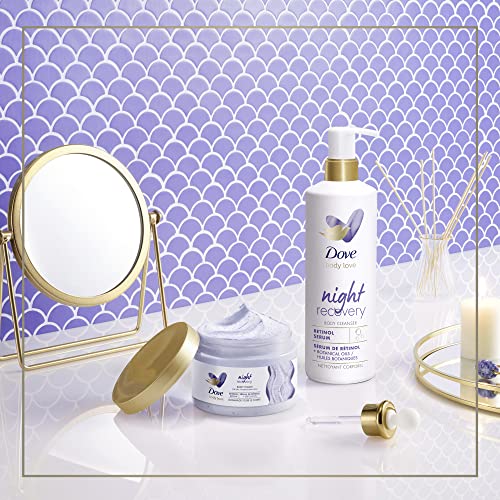 Dove Body Love Body Scrub for dry, worn-down skin, Night Recovery body scrub with Retinol Serum and Exfoliants 340 g/11.9oz