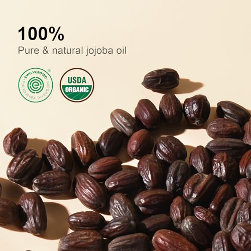 Pure Jojoba Oil Organic USDA Certified 16 fl oz, 100% Natural Jojoba Oil for Hair, Skin & Face, Cold Pressed Unrefined, Deeply Body Moisturizer Jojoba Carrier Oils for Essential oil Mixing