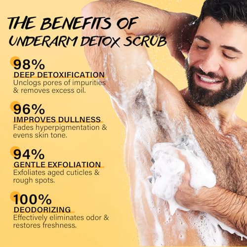 Underarm Detox Scrub with Turmeric Vitamin C Dark Spot Armpit Remover Body Deodorant Even Skin Tone Exfoliating Body Scrub for Women and Men Pigmentation Removal Exfoliator also for Whole Body