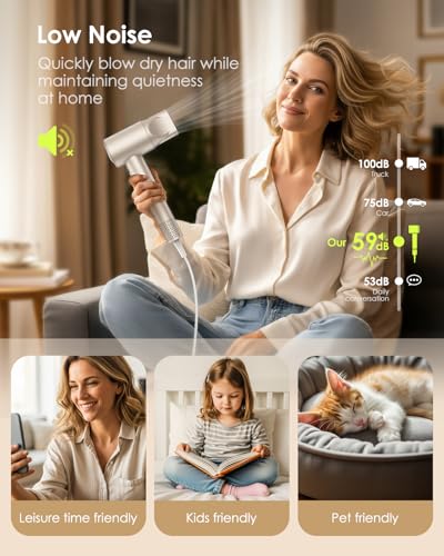 Ionic Hair Dryer with Diffuser - 160000RPM High-Speed Blow Dryer, 500 Millons Ions Frizz Free, Fast Drying for Women, Lightweight, Quiet, Professional Dryer for Curly or Straight Styles, Gift Idea