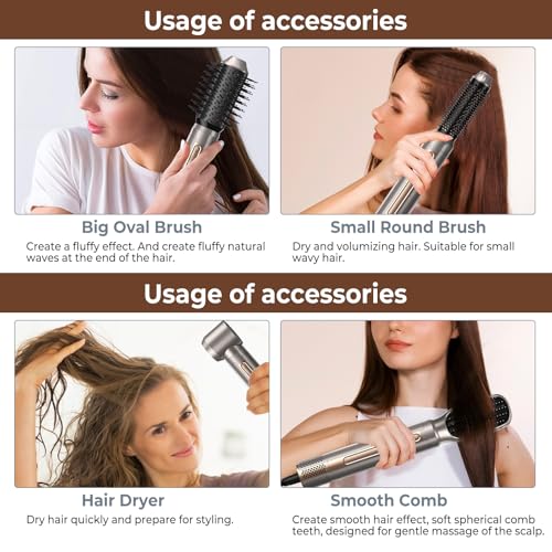Hair Dryer Brush,6 in 1 Professional Hot Air Styler,Powerful Air Curling Wrap Styler,Negative Ionic Hair Dryer Fast Drying, Multi Hair Stylerfor Curling Volumizing Straightening Styling