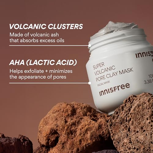 Innisfree Super Volcanic Clay Masks - Pore & Sebum Clay Mask for Oily Skin, Dual Mask for Normal to Dry Skin, Available in Limited Edition & Gift Sets