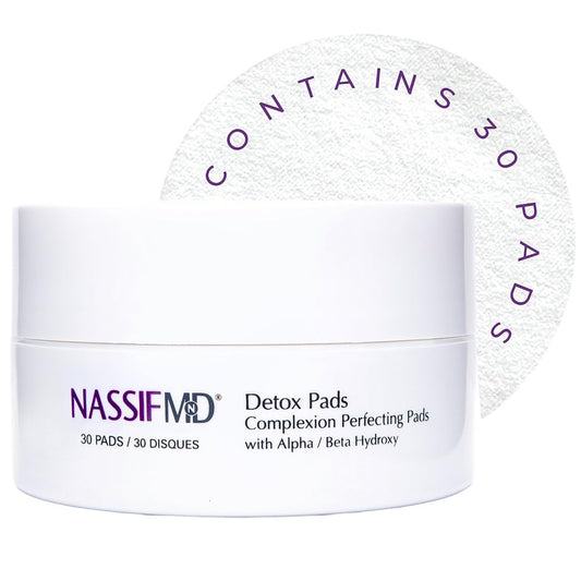 NassifMD Exfoliating Detox Pads | Surgeon-Created AHA/BHA Facial Pads for Deep Cleansing, Smoother Texture & Glowing Skin | Reduces Pores, Firms, Brightens