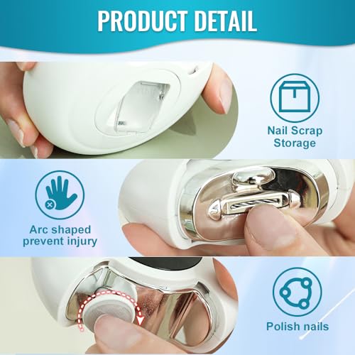 Electric Nail Clippers, 2026 New 3 in 1 Automatic Nail Trimmer & Polisher with Strong Power for Thick Nails, USB Rechargeable, LED Light and Low Noise for Adults and Seniors (Purple)