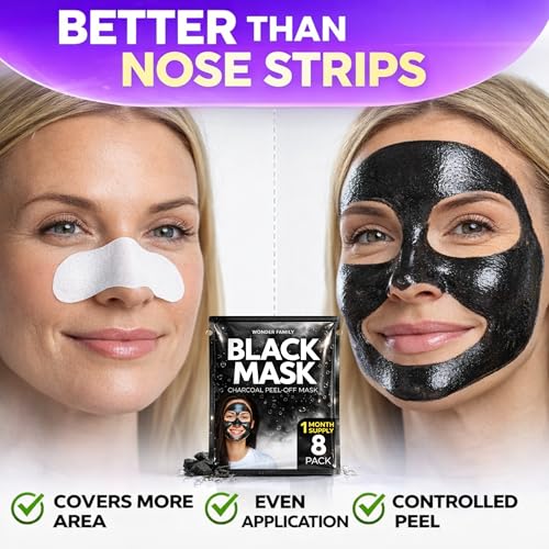 Korean Blackhead Remover Peel Off Mask – Activated Charcoal Face Mask for Women & Men – Black Head Remover for Face & Nose, Pore Cleaner, Facial Masks Skincare Alternative to Nose Strips & Mud