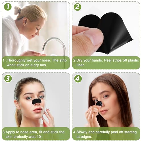 70Pcs Bamboo Charcoal Face Strips For Blackheads Pore Cleansing Strips Nose Blackhead Remover Deep Cleansing Charcoal Strip Effective Control Of Oily Skin Clogged Pores Practical For Unisex