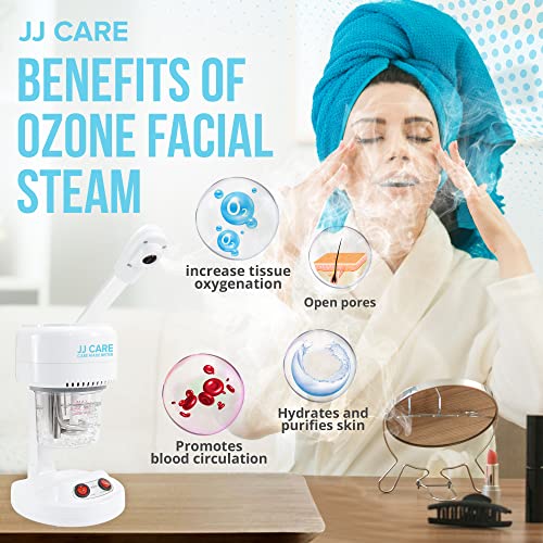 JJ CARE Ozone Facial Steamer Tabletop with Rotating Spray Head at 360 Degrees and Auto Shut Off Feature - Portable for Facial Deep Cleaning & Vaporizer