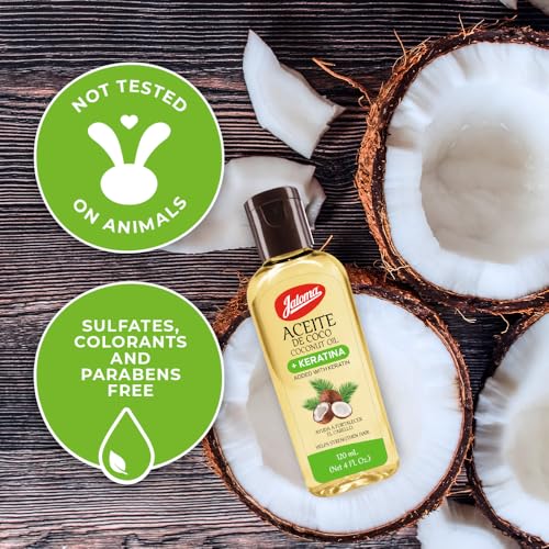 JALOMA Coconut Oil with Keratin to Help Strengthen Hair, 4 Oz Bottle