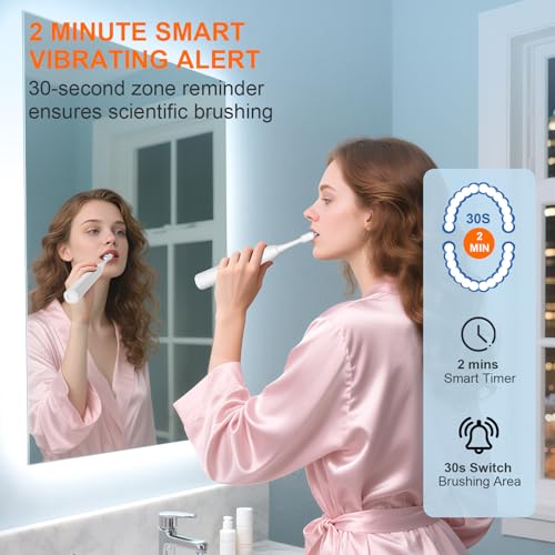 H2ofloss Sonic Electric Toothbrush and Water Flosser Combo, Rechargeable 2000mAh Toothbrush and 2500mAh Oral Irrigator with 300ml Tank, 4 Brush Heads, 5 Nozzles, 2 in 1 for Home and Travel (White)