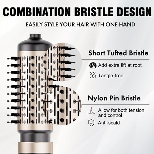 DAILYLIFE Rotating Hair Dryer Brush, Hot Air Brush, Spinning Blow Dryer Brush with 2 Brushes (1.5" & 2"), Ionic Generator
